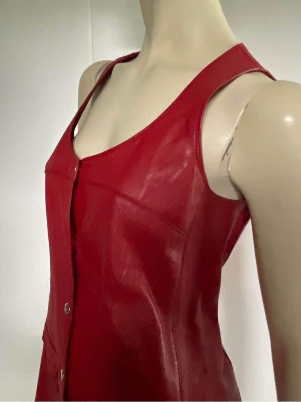 Vintage Red Leather Vest/ Top, Size L